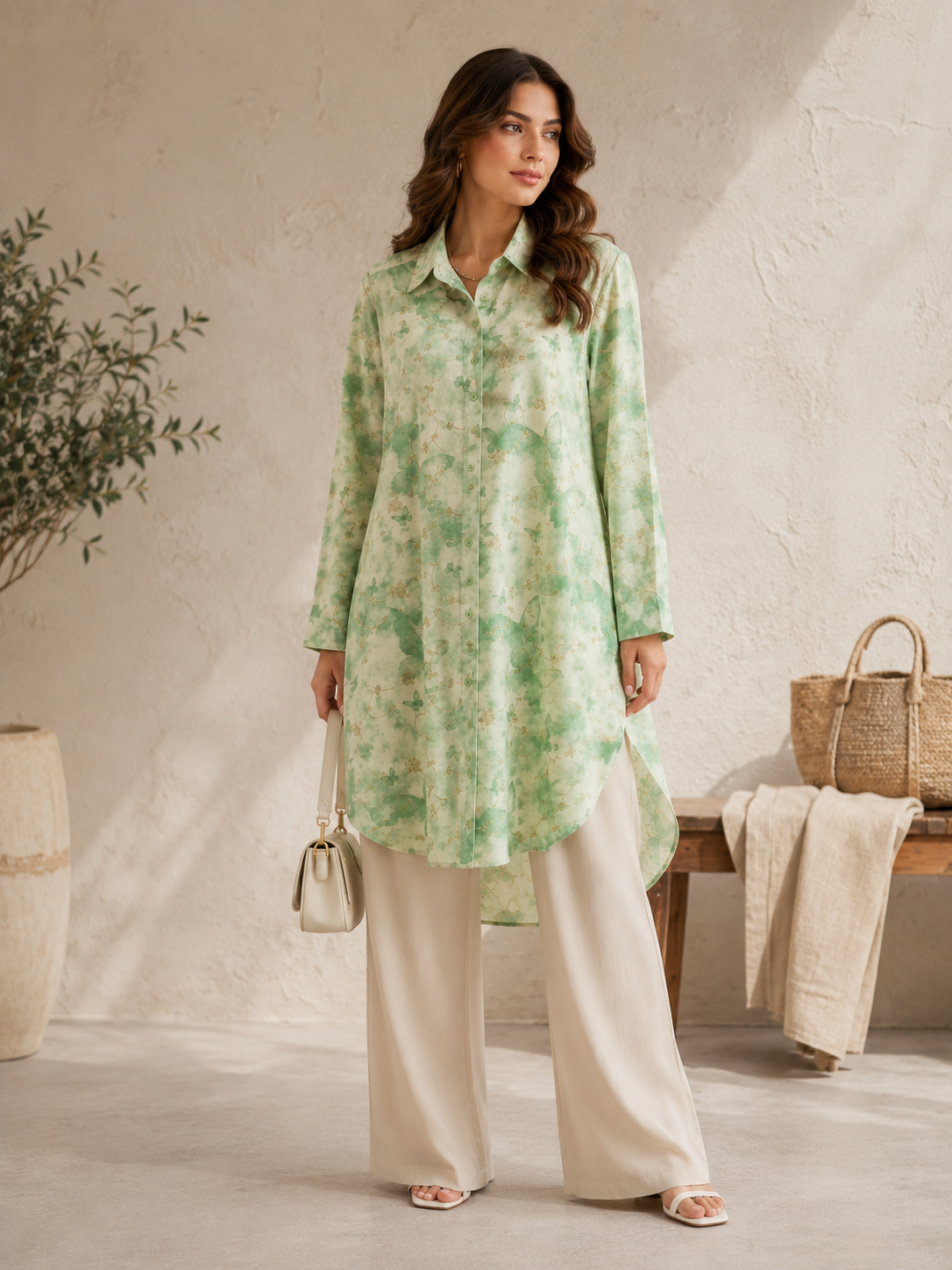 Beyond | Floral Longline Shirt Tunic