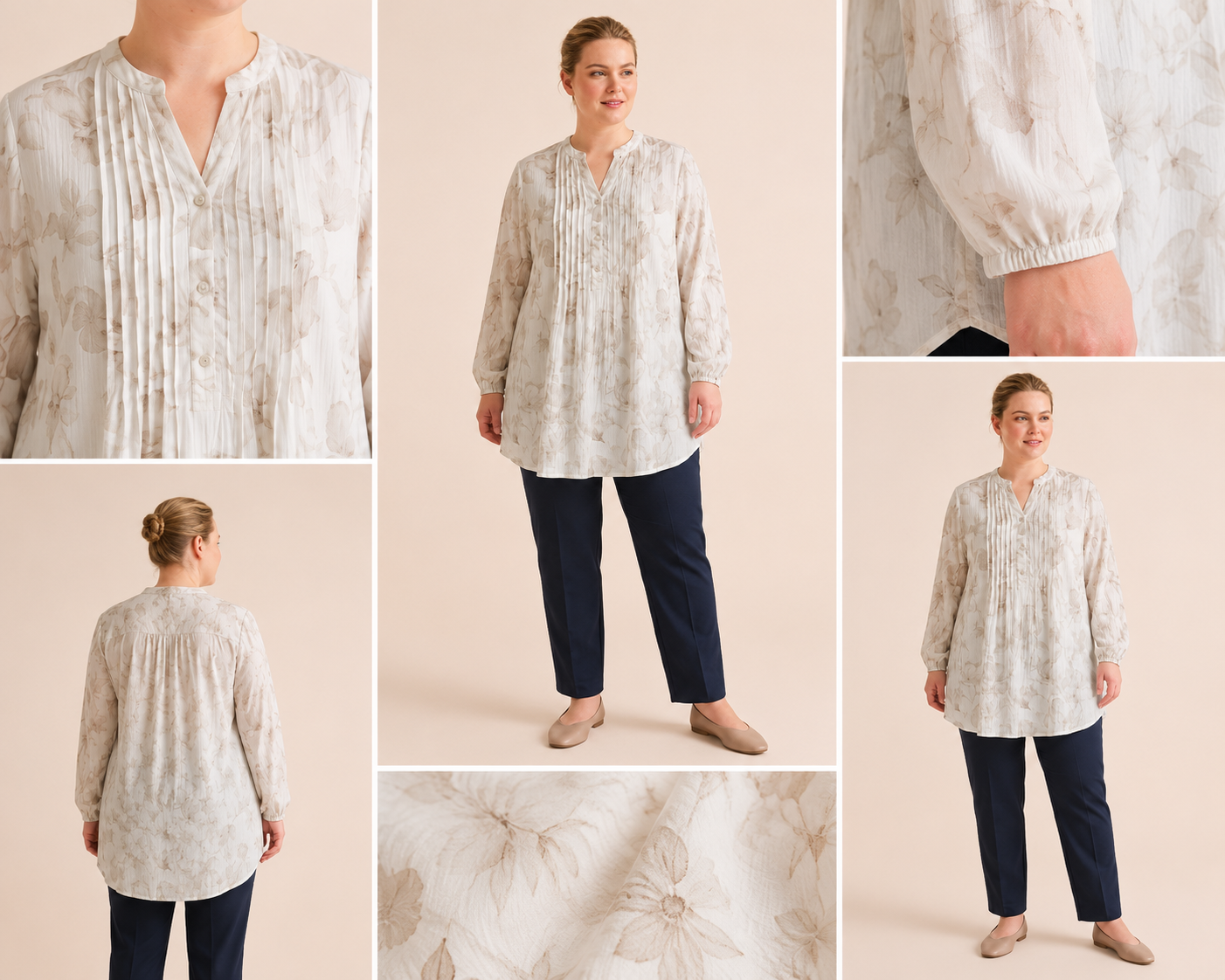 Beyond | Floral Pleated Tunic Blouse