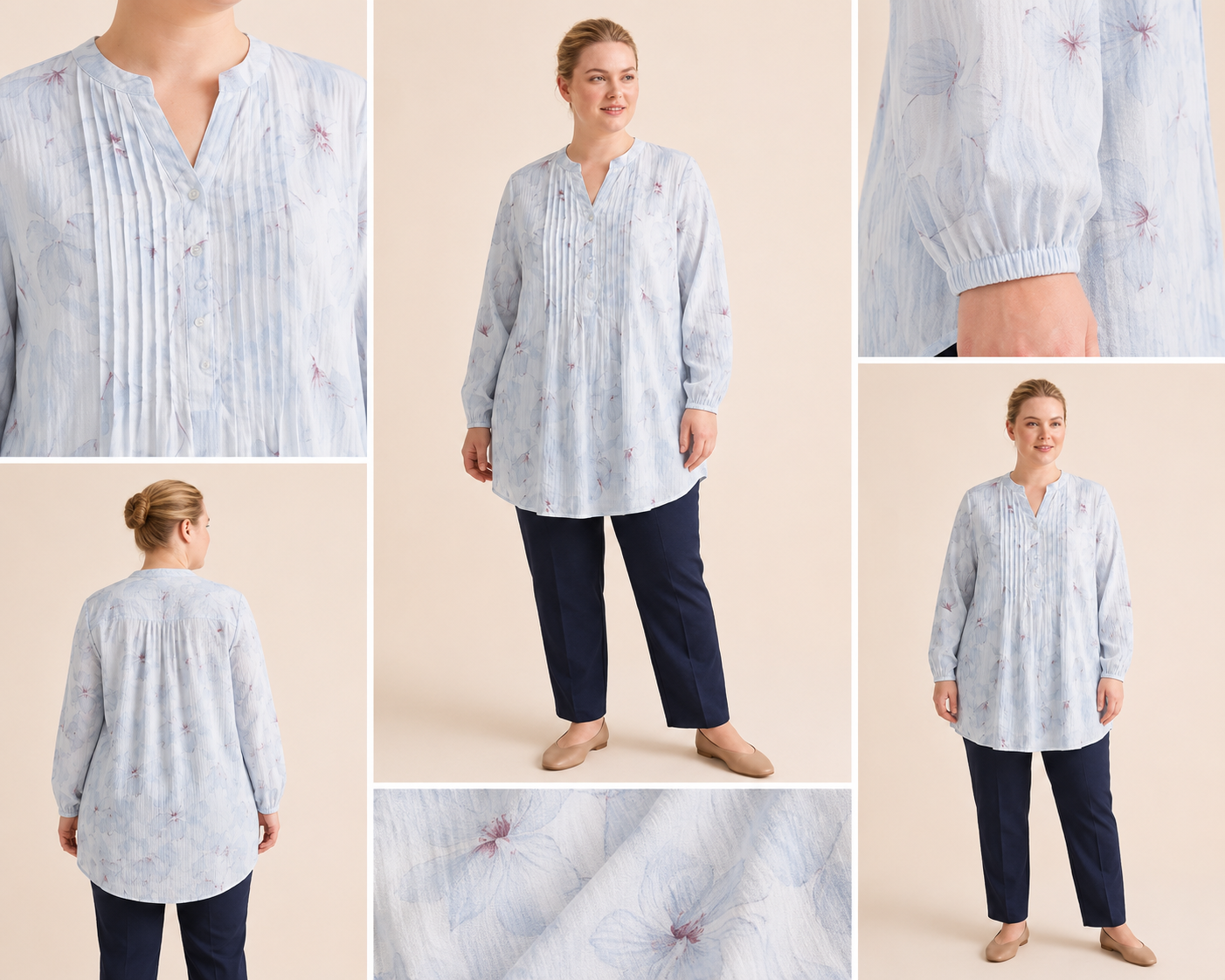 Beyond | Floral Pleated Tunic Blouse