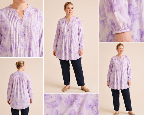 Beyond | Floral Pleated Tunic Blouse